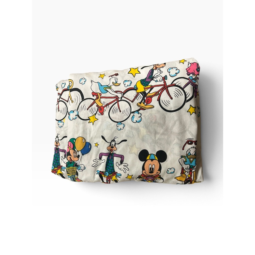 Vintage 90s Disney Mickey Twin Sheet, Retro Craft Cutter Fabric Bedding